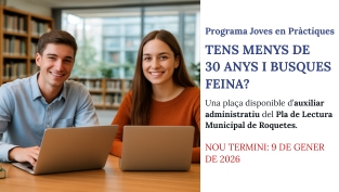 AMPLIACIÓ DEL TERMINI: oferta per a joves d’auxiliar del Pla de Lectura Municipal